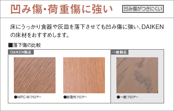 大建 凹み傷・荷重傷に強い